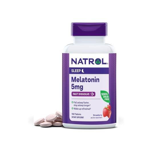 Natrol, Melatonina, Dissolução Rápida, Força Extra, Morango, 5 mg, 150 Comprimidos
