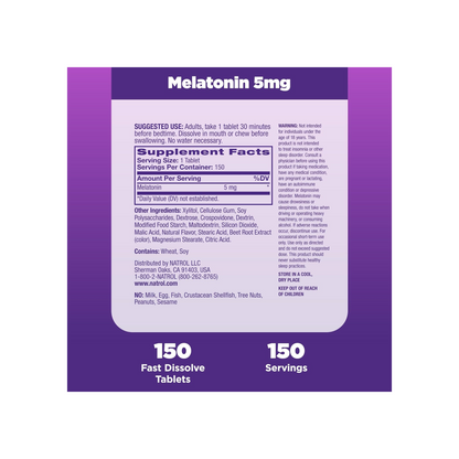 Natrol, Melatonina, Dissolução Rápida, Força Extra, Morango, 5 mg, 150 Comprimidos