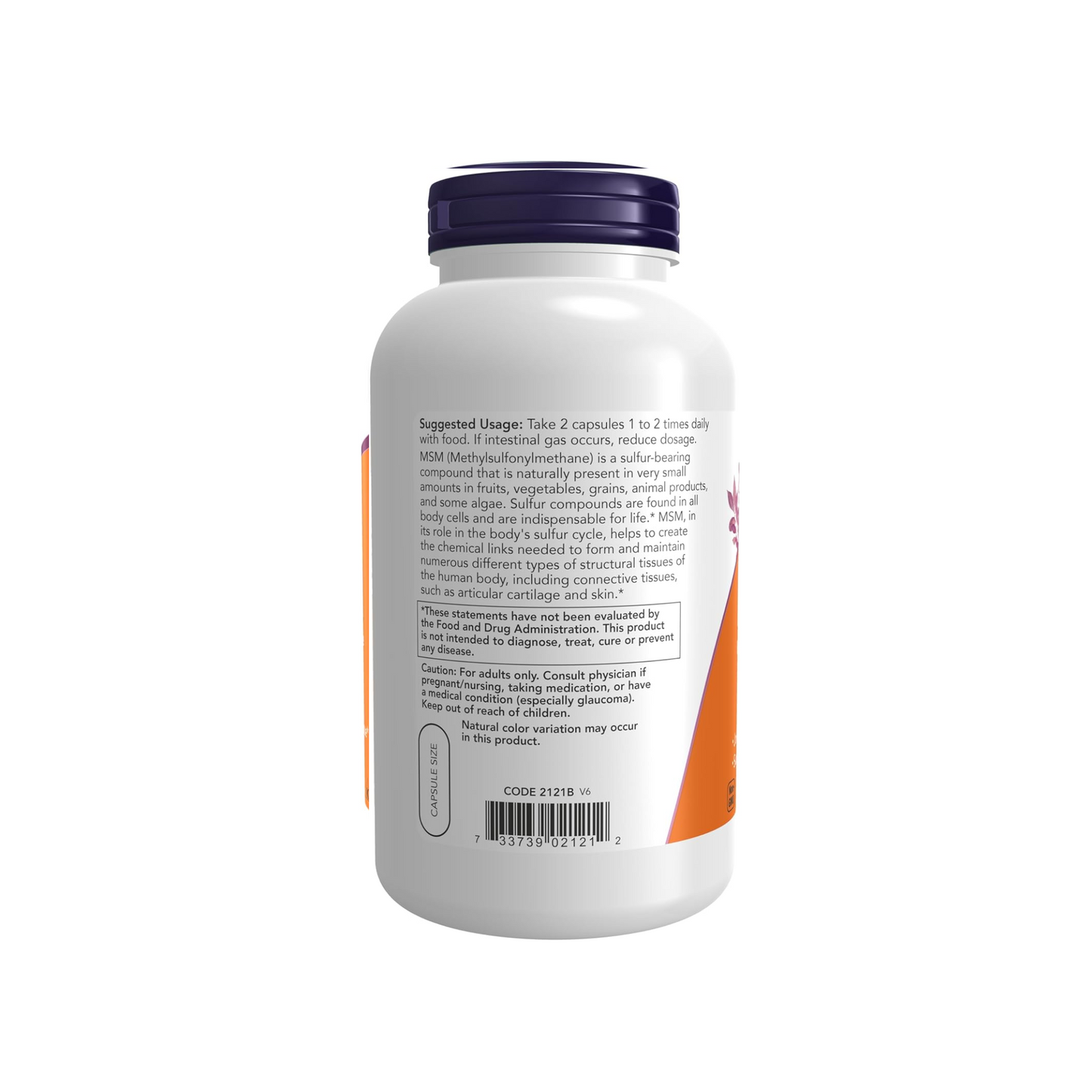 NOW Foods, MSM, Metilsulfonilmetano, 1000 mg, 240 Cápsulas Vegetais