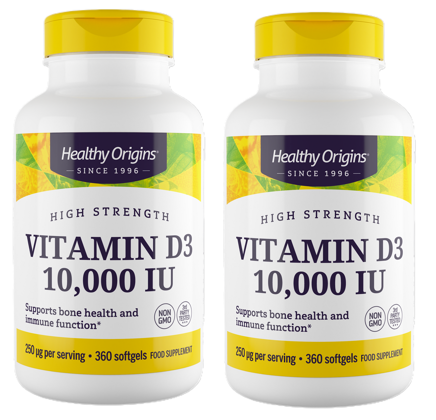 Combo Healthy Origins Vitamina D3 10000 IU, 360 Softgels + Healthy Origins Vitamina D3 10000 IU, 240 Softgels