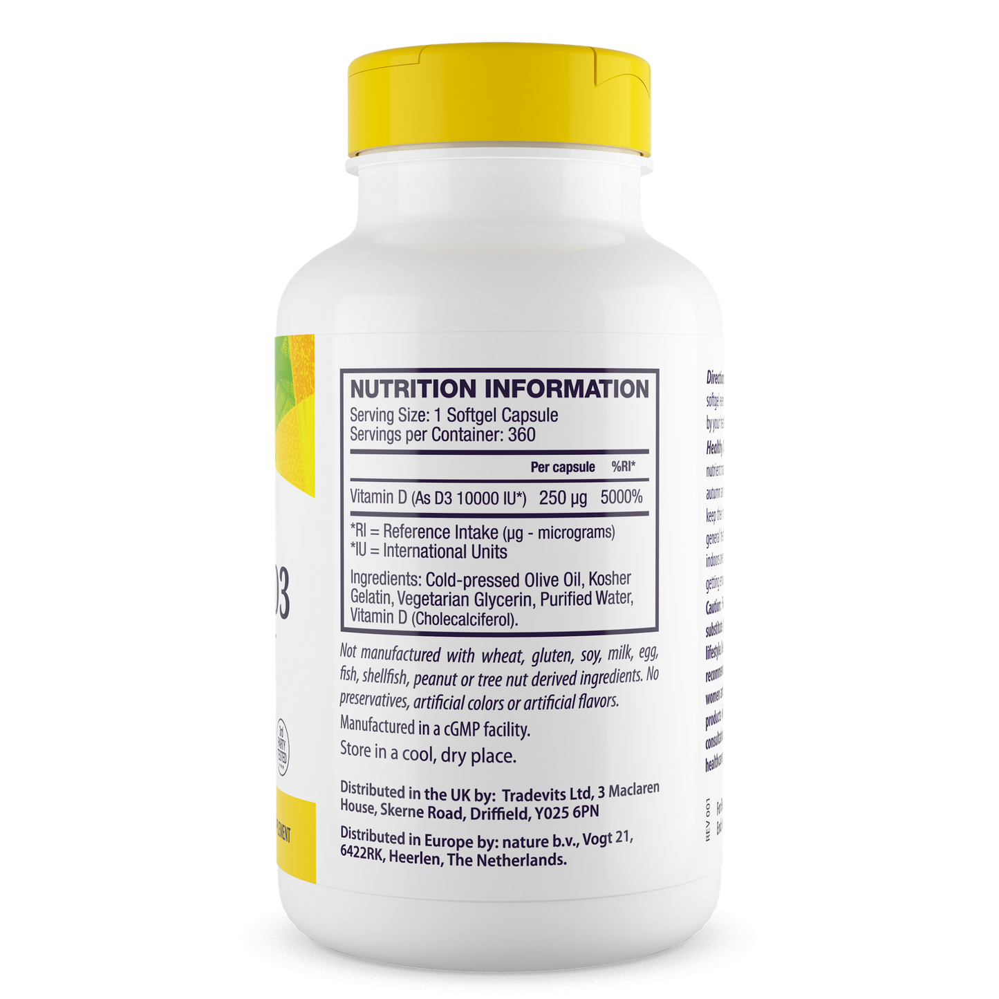 Combo 1 Healthy Origins, D3, 10000IU, 360 Softgels + 1 Nature's Bounty, Melatonina, 3 mg, 240 Comprimidos
