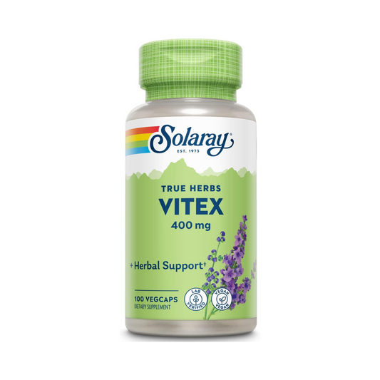 Solaray Vitex Berry 400 mg, Suporte para Menstruação e Menopausa, 100 Cápsulas Vegetarianas