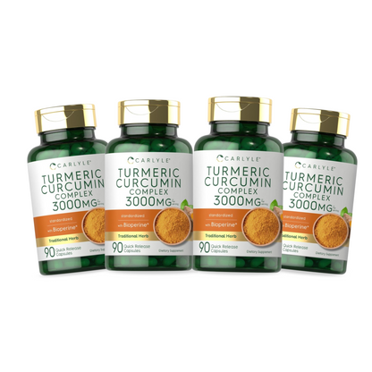 Combo 4 Carlyle Cúrcuma com Pimenta Preta 3000mg, 90 Cápsulas