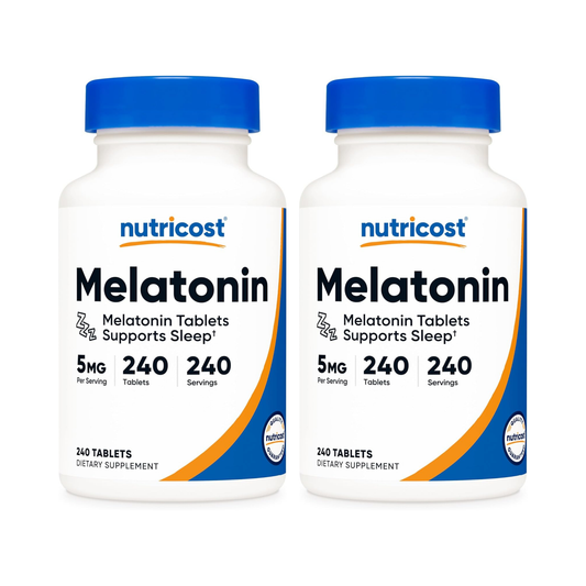 Combo 2x Nutricost Melatonina 5 mg, (5 mg por Dose), 240 Comprimidos