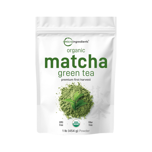 Micro Ingredients Matcha Verde Orgânico em Pó, 454 g, Sem Açúcar