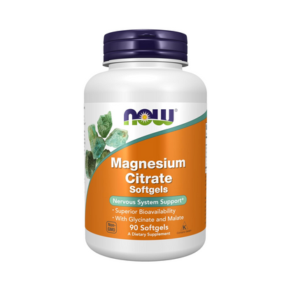 NOW Foods Magnésio Citrato com Glicinato e Malato, 90 Softgels