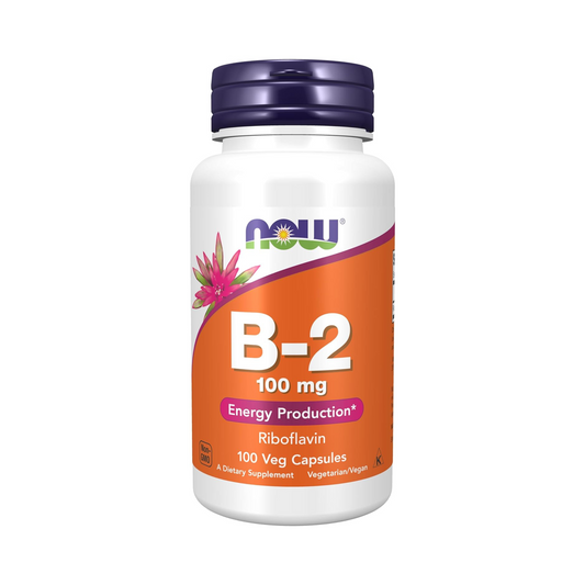 NOW Vitamina B-2 (Riboflavina) 100 mg, 100 Cápsulas Vegetais