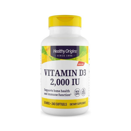 Healthy Origins Vitamina D3 2000 UI, 240 Cápsulas Softgel