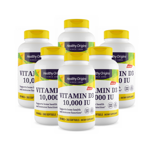 Combo 6 Healthy Origins Vitamina D3 10000 UI 360 Cápsulas Softgel