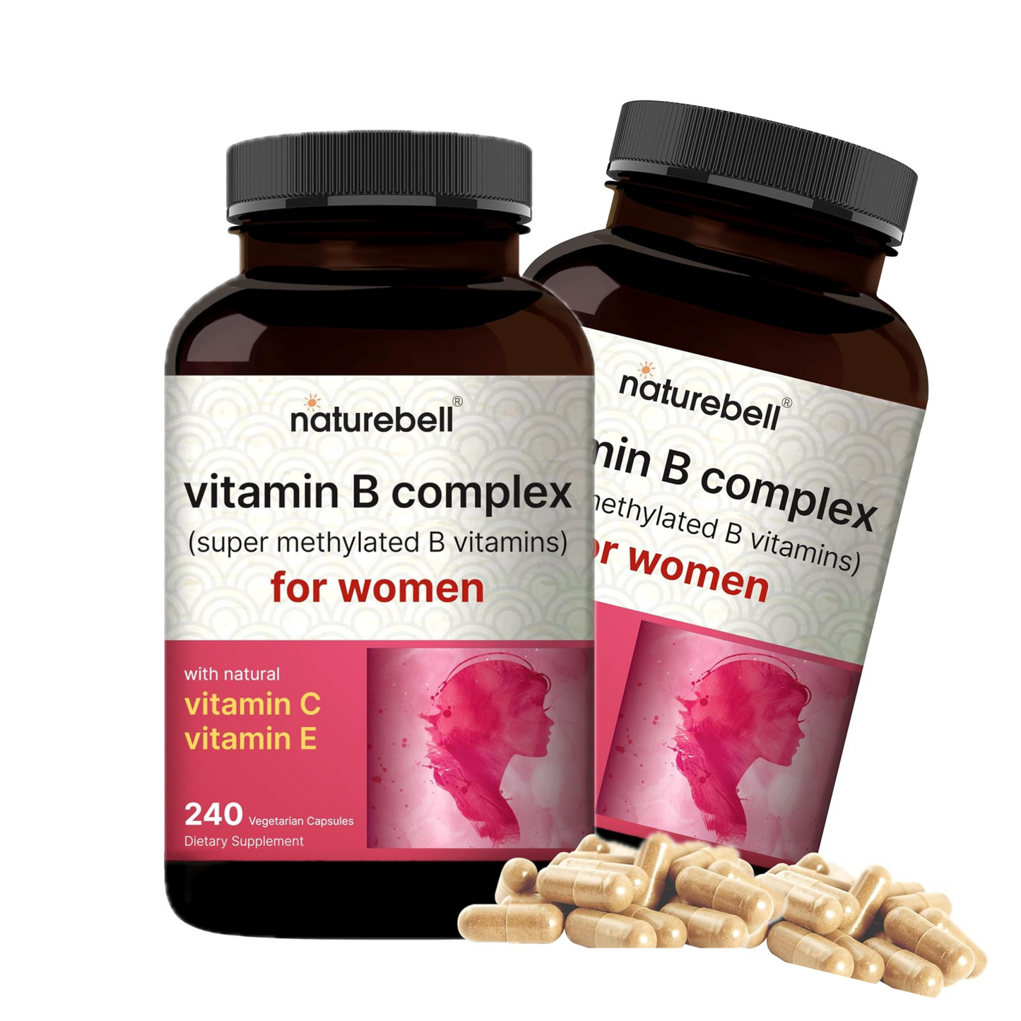 Combo 2 NatureBell, Complexo de vitamina B para mulheres, 240 cápsulas vegetais