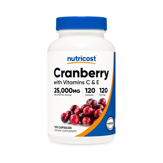 Nutricost Cranberry Extract (25,000mg) com Vitaminas C e E, 120 Cápsulas