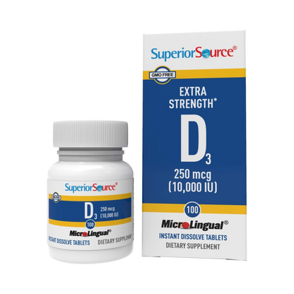 Superior Source, Vitamina D3 Extra Forte, 250 mcg, 10000 UI, 100 Comprimidos