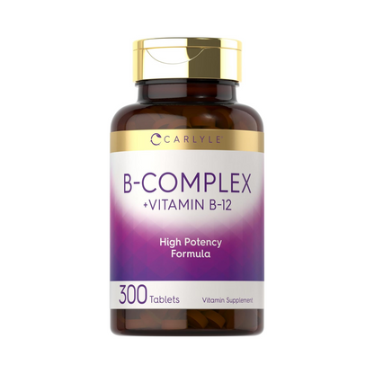 Carlyle Complexo de Vitamina B com B12, Alta Potência, 300 Comprimidos
