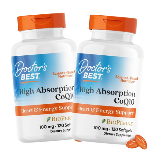 Combo 2x Doctor's Best CoQ10 100mg com BioPerine, Alta Absorção, 120 Cápsulas