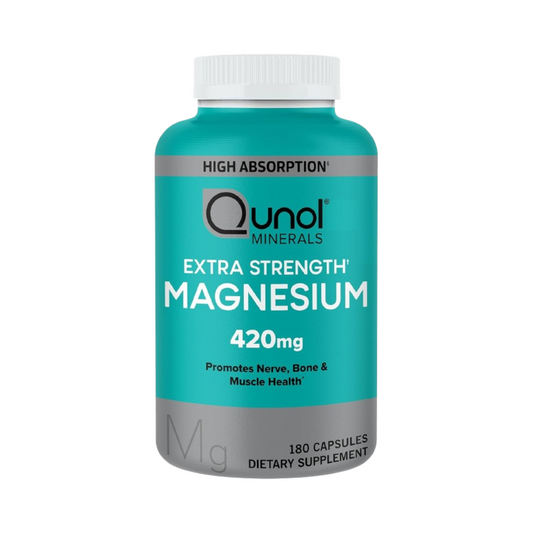 Qunol Magnésio de Alta Absorção, 420mg, 180 Cápsulas