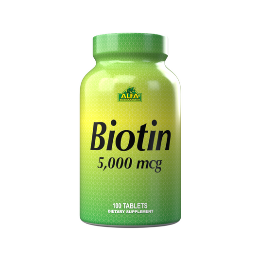 Suplemento Alfa Vitamins Biotina, 5000 mcg, 100 comprimidos