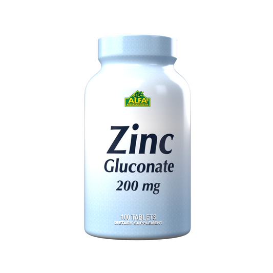 Suplemento Alfa Vitamins Gluconato de Zinco, 200 mg, 100 Comprimidos