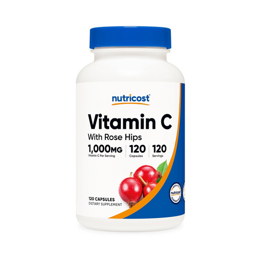 Nutricost Vitamina C com Rose Hips 1.025 mg 120 Cápsulas