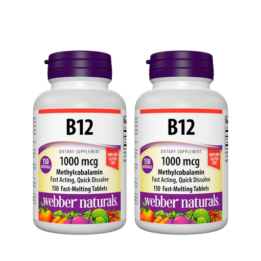 Combo 2x Webber Naturals Vitamina B12 1000 mcg, 150 Comprimidos