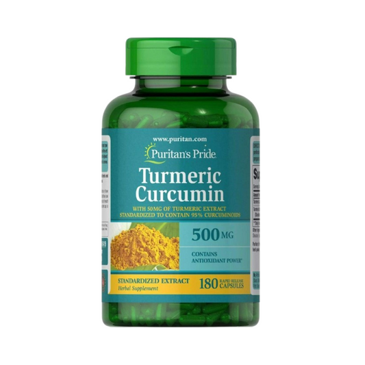 Puritan's Pride Cúrcuma (Turmeric Curcumin) 500mg, 180 Cápsulas