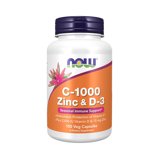 Now Foods C-1000 com Zinco e Vitamina D3, 100 Cápsulas Vegetais