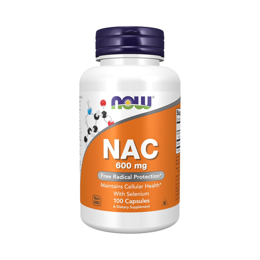 NOW Supplements NAC (N-Acetyl Cisteína) 600 mg com Selênio e Molibdênio, 100 Cápsulas Vegetarianas