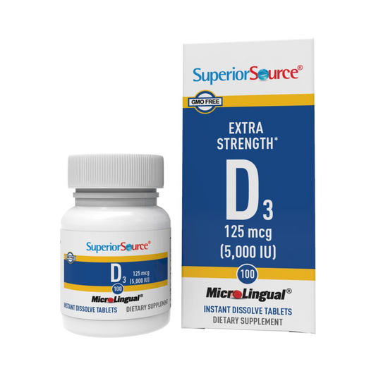 Superior Source, Vitamina D3 Extra Forte, 125 mcg, 5000 UI, 100 Comprimidos