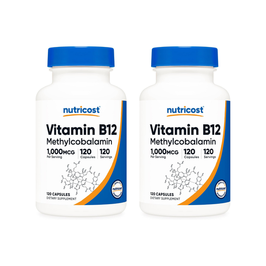 Combo 2x Nutricost Vitamina B12 (Metilcobalamina) 1000 mcg, 120 Cápsulas
