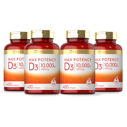 Combo 4x Carlyle Vitamina D3 400UI (10mcg), 400 Comprimidos