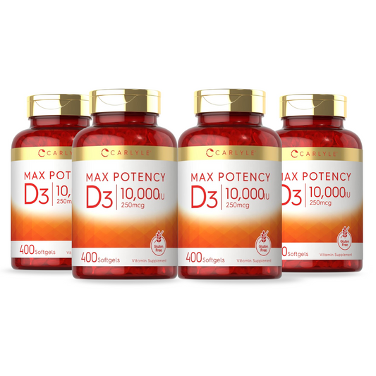 Combo 4x Carlyle Vitamina D3 400UI (10mcg), 400 Comprimidos