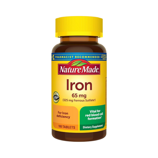 Nature Made Ferro 65 mg (Sulfato Ferroso 325 mg), 180 Comprimidos