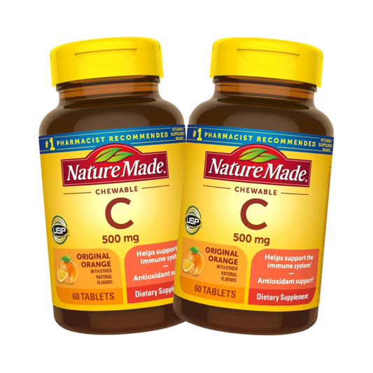 Combo 2x Nature Made Vitamina C 500 mg Mastigável, 60 Comprimidos