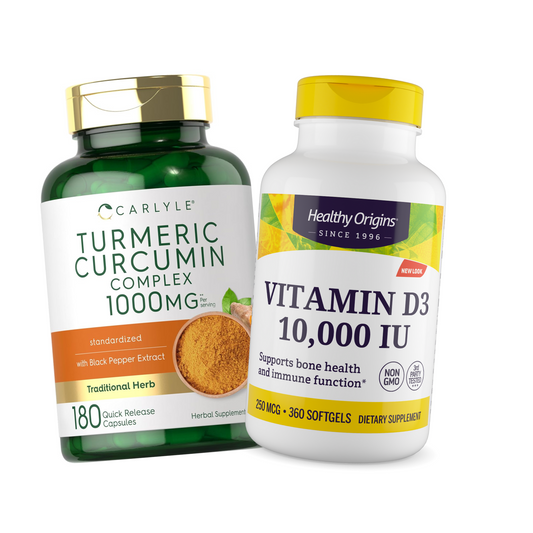Combo Healthy Origins Vitamina D3 10000 UI + Carlyle Curcumin 1000 MG 180 capsules