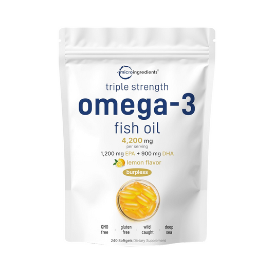 Micro Ingredients Ômega 3 Tripla Força 4200 mg, 240 Cápsulas Softgel, Sabor Limão