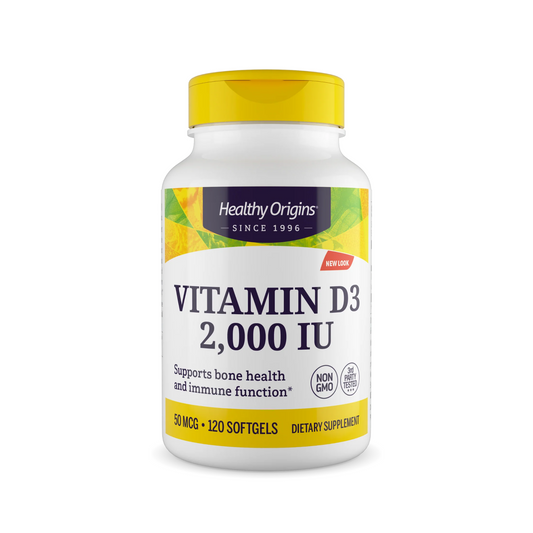 Healthy Origins Vitamina D3 2000 UI, 120 Cápsulas Softgel