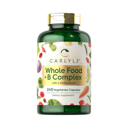 Carlyle Complexo de Vitamina B com Whole Food Blend e L-Metilfolato, 240 Cápsulas