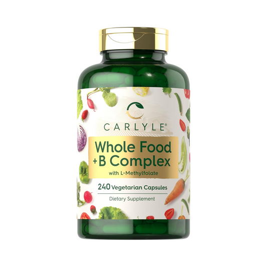 Carlyle Complexo de Vitamina B com Whole Food Blend e L-Metilfolato, 240 Cápsulas