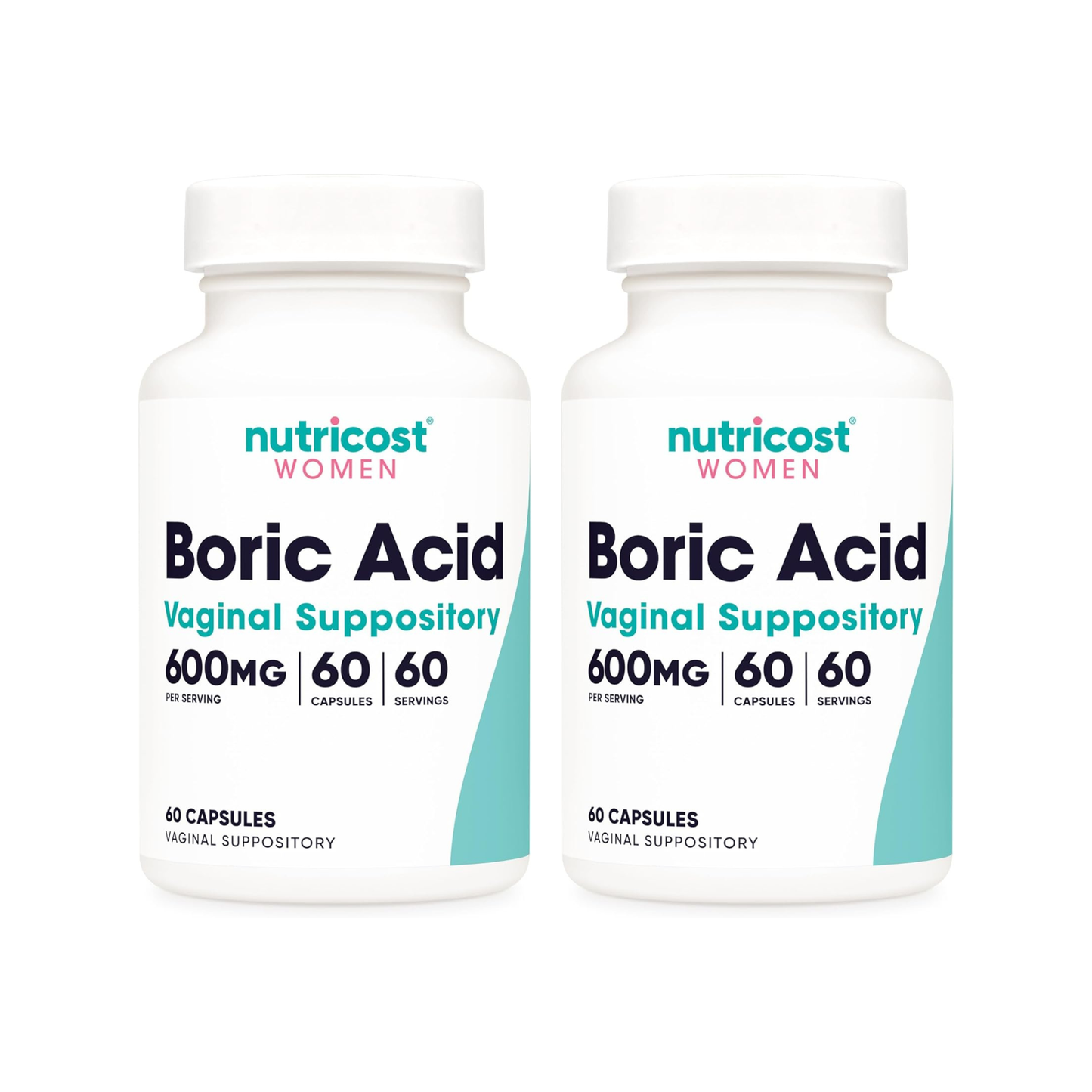 Combo 2 Nutricost Ácido Bórico 600 mg, 60 Cápsulas