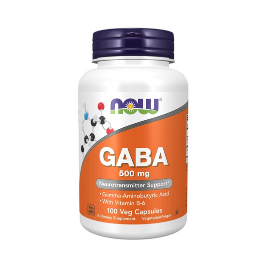 NOW Vitaminas GABA 500 mg, 100 Cápsulas Vegetais