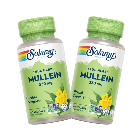 Combo 2x Solaray Mullein Leaf 330 mg, 100 Cápsulas Vegetais