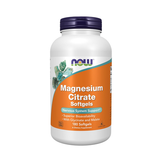 NOW Foods Magnésio Citrato com Glicinato e Malato, 180 Softgels