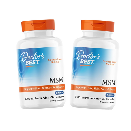 Combo 2x Doctor's Best MSM 3000 mg por Porção, 180 Cápsulas