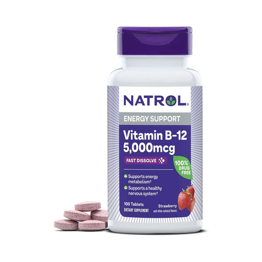 Natrol Vitamina B12 5000 mcg, 100 Comprimidos de Dissolução Rápida