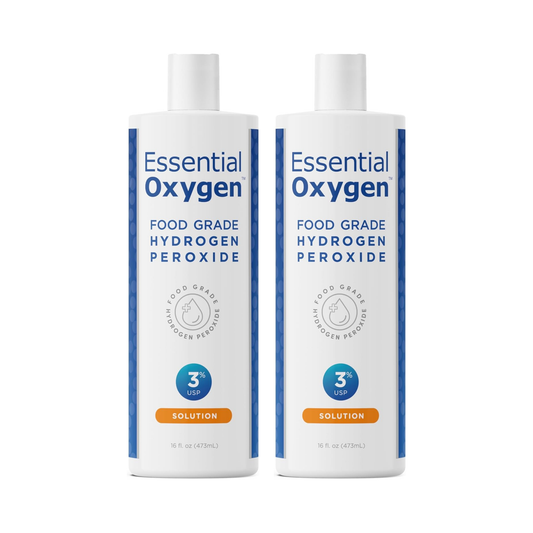 Combo 2  Essential Oxygen Peróxido de Hidrogênio Grau Alimentício 3% USP, 473 ml (16 oz)