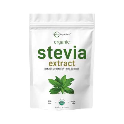 Micro Ingredients Stevia Orgânica Pura em Pó, 227 g, 1418 Porções, Sem Calorias