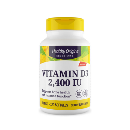 Healthy Origins Vitamina D3 2400 UI, 120 Cápsulas Softgel