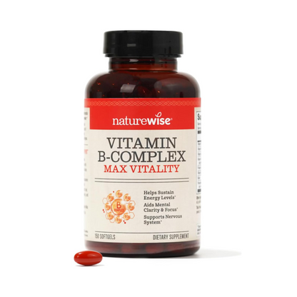 NatureWise Complexo de Vitamina B, com Ácido Fólico, Biotina, 150 Cápsulas Gelatinosas