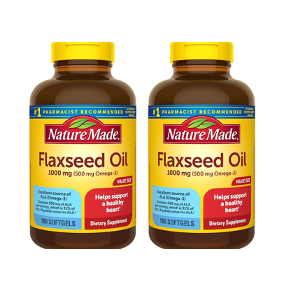 Combo 2 Nature Made Flaxseed Oil 1000 mg, 180 Softgels