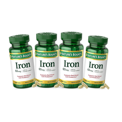 Combo 4 Nature's Bounty, Ferro, 65mg (como 325mg de Sulfato Ferroso), 100 Comprimidos