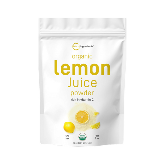 Micro Ingredients Pó de Suco de Limão Orgânico, 284 g, 100% Natural, Sem Açúcar e Aditivos